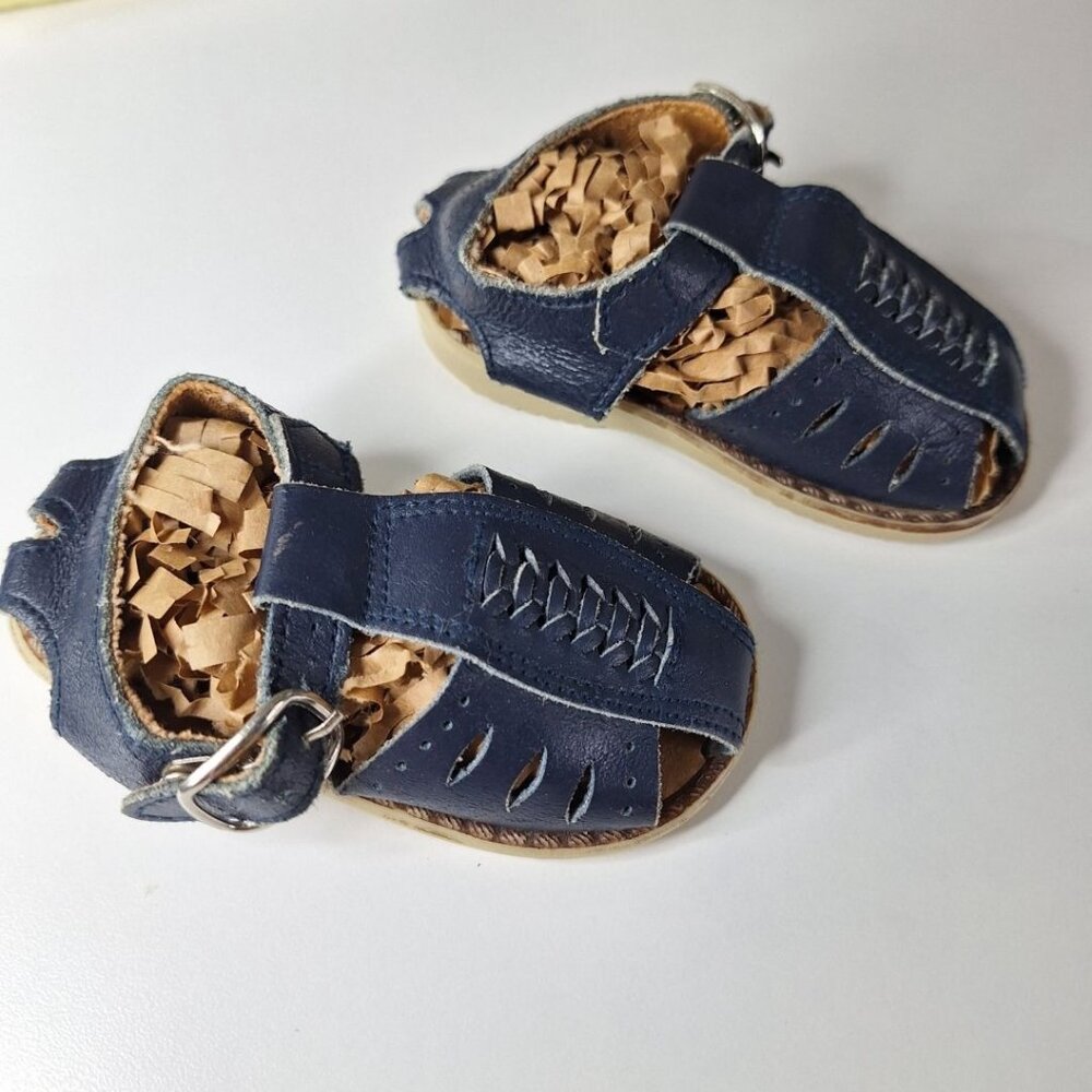 Honors Baby Shoes Leather Sandals Size 2 Blue‎ Braided Tiny Small Infant Summer